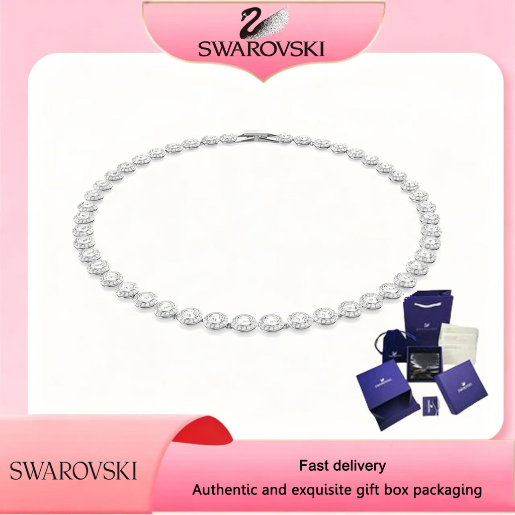 SWAROVSKI สวารอฟสกี้ (ใหม่) สร้อยคอแฟชั่นสุภาพสตรี ส925 เงินสเตอร์ลิงสร้อยคอนางฟ้าเพชรสีขาวของขวัญวันวาเลนไทน์ของขวัญวันเกิด
