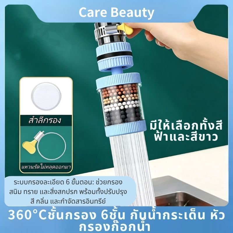 Care Beauty แคร์ บิวตี้ 360°อุปกรณ์เสริมตัวกรองก๊อกน้ําแบบหมุ(อัพเกรดใหม่) - ตัวกรอง 6 ชั้นการออกแบบป้องกันน้ํากระเซ็น