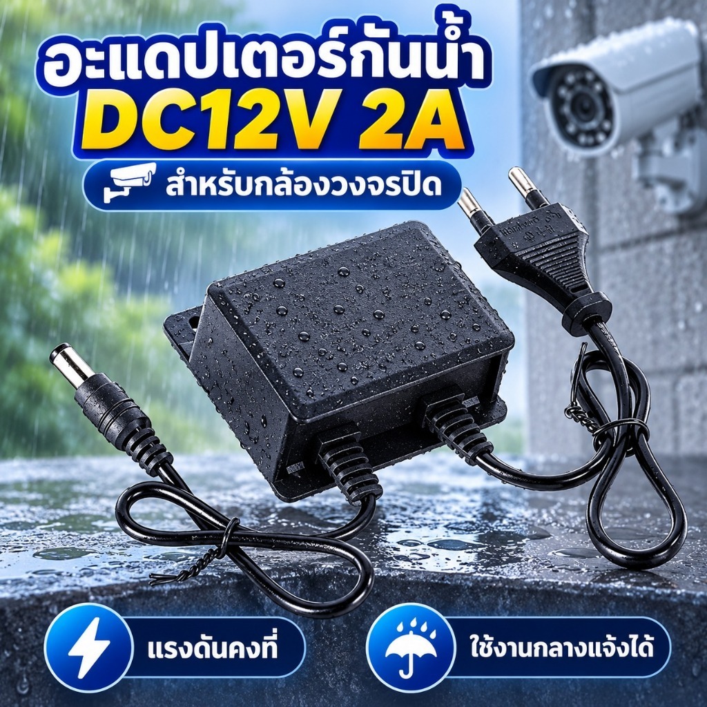 1 ชิ้นกันน้ํา EU/US ปลั๊กอะแดปเตอร์ DC12V 2A สําหรับกล้องวงจรปิดการเฝ้าระวังความปลอดภัย AHD กล้อง Charger NVR DVR อินพุต AC100V-240V