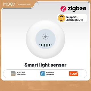 MOES Tuya Zigbee สมาร์ทเซ็นเซอร์แสง Illuminance ความสว่างการตรวจจับบ้าน Automation เครื่องตรวจจับบ้านอัจฉริยะ APP ควบคุม Zigbee2MQTT