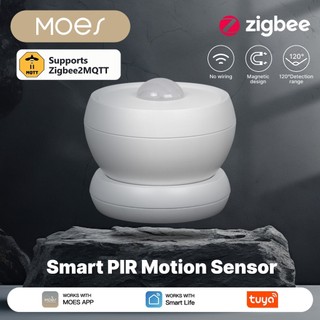 MOES Tuya Zigbee สมาร์ท PIR Sensor Human Body อินฟราเรด Motion Detector พร้อมฐานแม่เหล็ก Home Security Automation แบตเตอรี่ Zigbee2MQTT