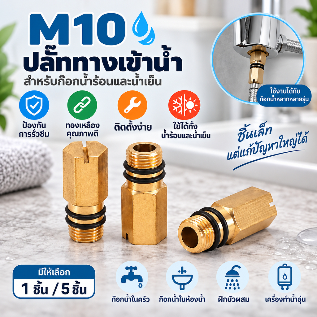 [hushcorgi] 1/5pcs ก๊อกน้ํา Inlet Plug M10 ก๊อกน้ําร้อนเย็น Inlet Plug Kitchen Fixture ยืดหยุ่นท่อ End Cap สต็อกใหม่