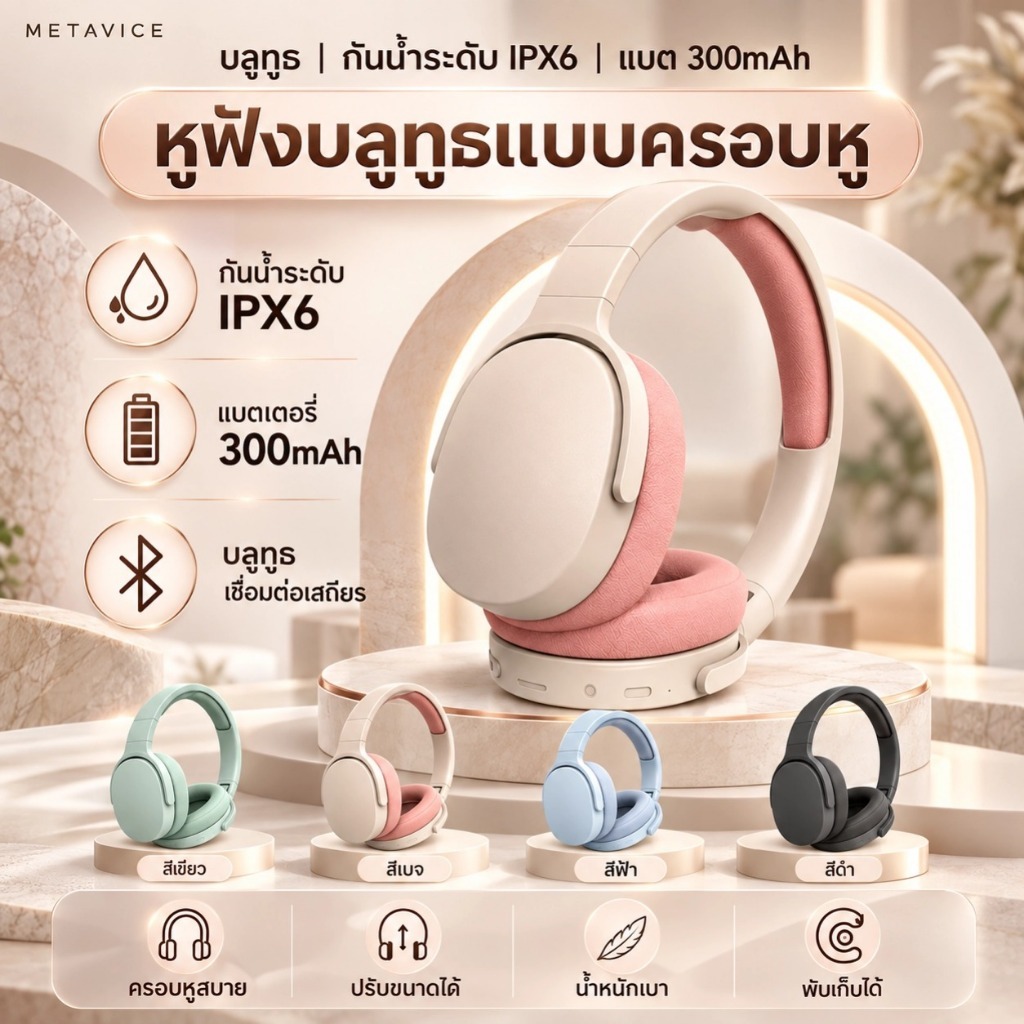 หูฟังเกมมิ่งไร้สาย Bluetooth โหมดเกม Low Latency ENC เสียงสเตอริโอ HiFi ชาร์จ Type-C ME018