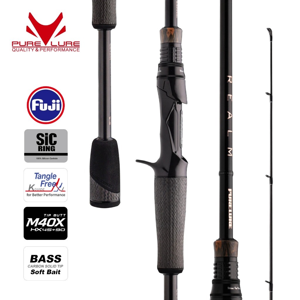 รอกเบท PURELURE REALM All M40X ทอเรย์คาร์บอน ด้ามนิ่มสำหรับเบท Soft Bait ปลาซานเดอร์ แบบ EX F/F Action แหวน Fuji SIC Ring เหมาะสำหรับการตกปลาสปินนิ่งและแคสติ้ง ปลาไพค์ — صورة 2