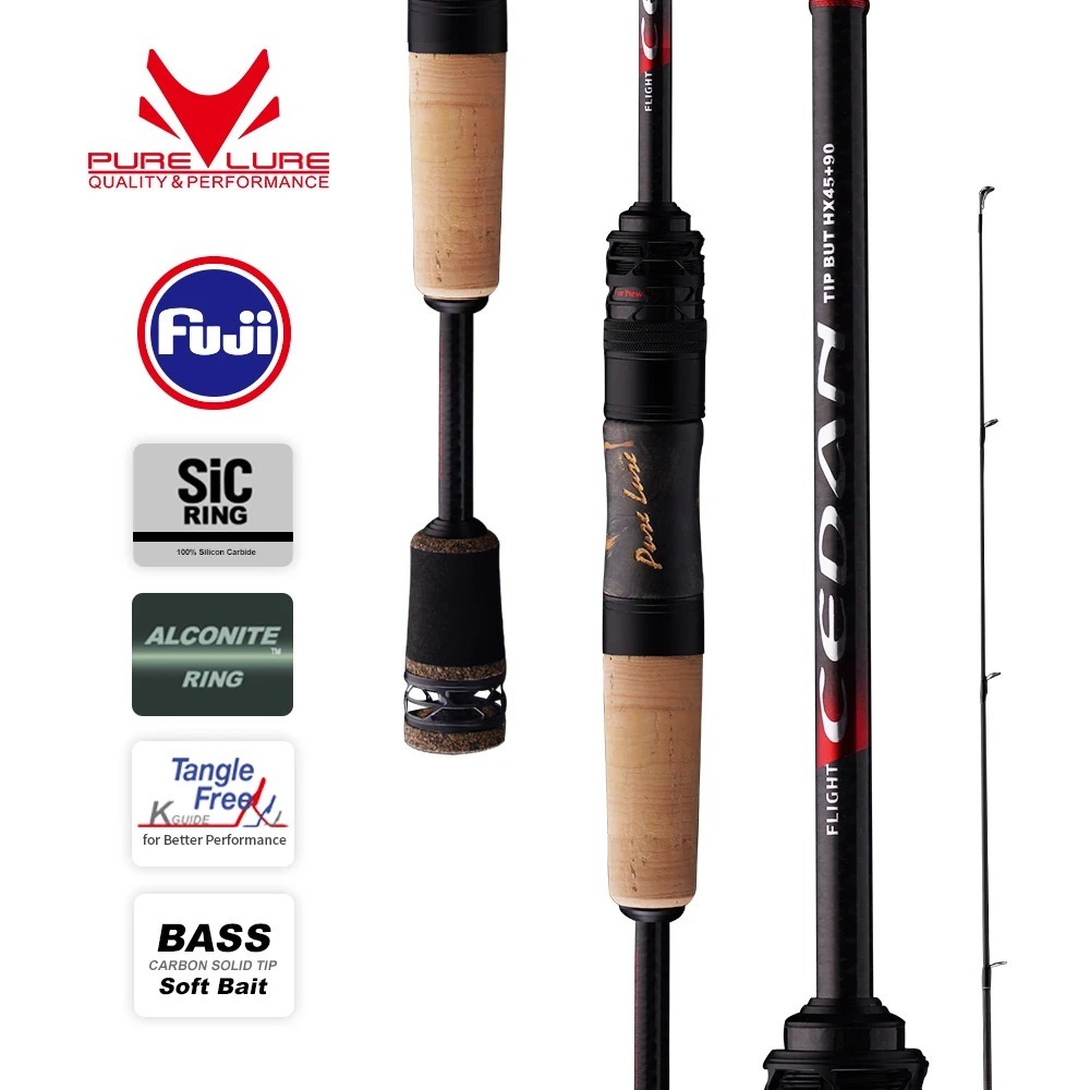 Purelure ใหม่ CEDAN Solid Tip Bass Rod 36T คาร์บอนหล่อเบ็ดตกปลาปั่น Baitcasting 2.5g-12g Fast Trout Rod Perch Rod — صورة 2