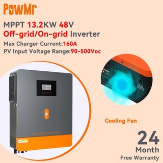Powmr MPPT 13.2KW ตารางเชื่อมต่อ/ปิด-ตารางอินเวอร์เตอร์พลังงานแสงอาทิตย์ไฮบริด 48V 230VAC PV แผงอินพุต 500VDC pure sine wave อินเวอร์เตอร์พลังงานแสงอาทิตย์ 160A ตัวควบคุมพลังงานแสงอาทิตย์