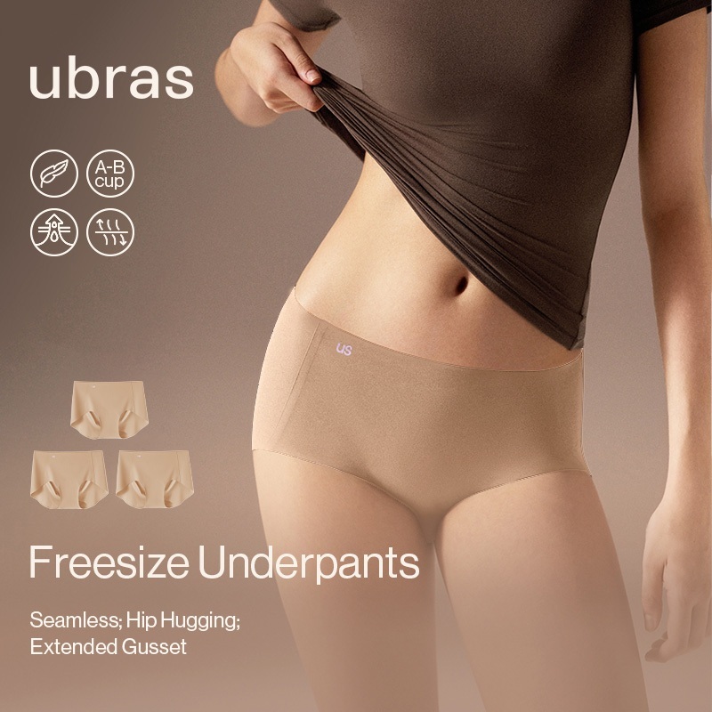 ubras【Freesize underpants】 กางเกงในฟรีไซส์ 3 ชิ้น ไร้รอย ไร้ตะเข็บ ระบายอากาศ เป้าผ้าฝ้าย 100% ใส่สบาย ไม่มีรอยเสื้อผ้า — صورة 2