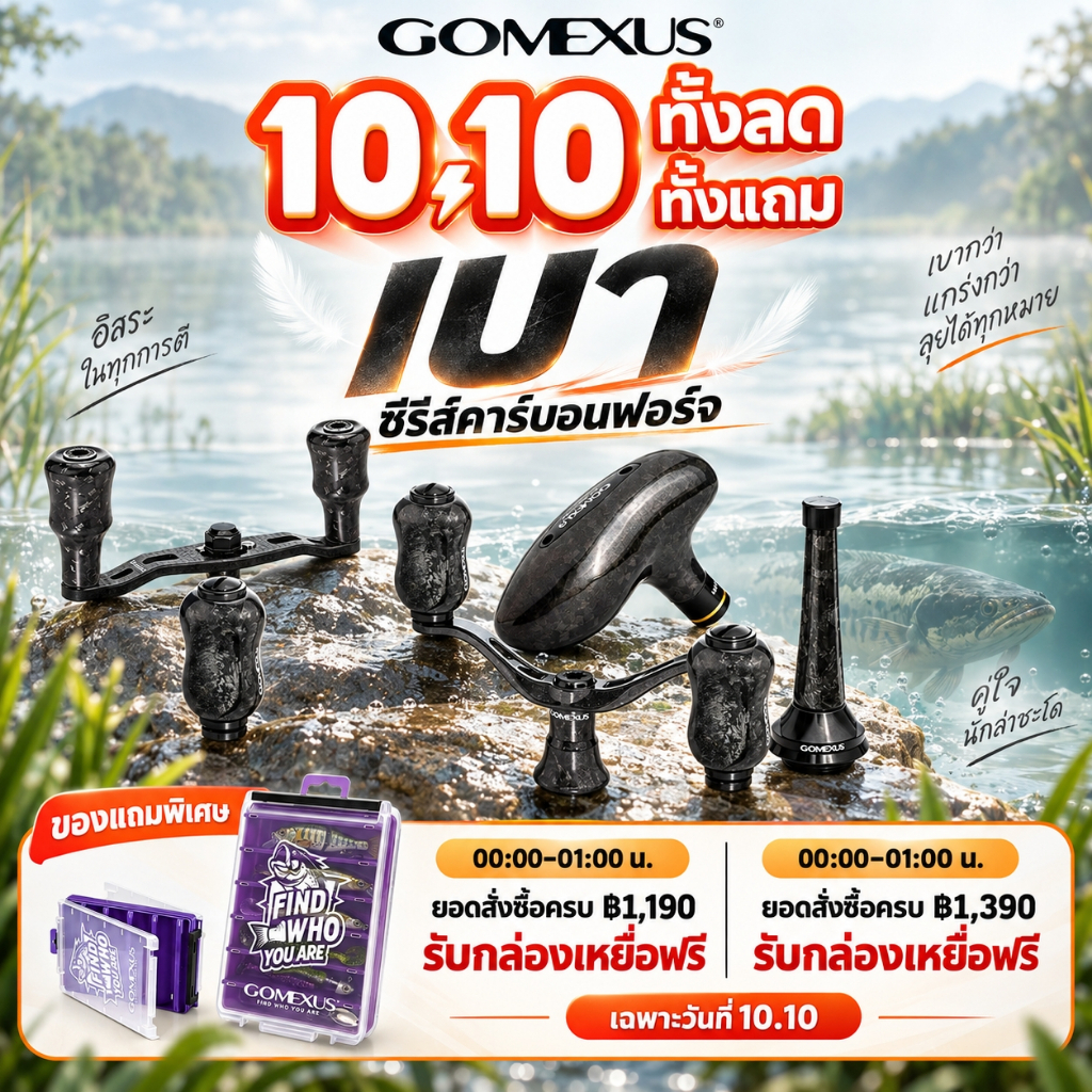 Gomexus مقبض بكرة كربون مطروق 22 مم لـ Shimano / Daiwa / Ryobi — صورة 3
