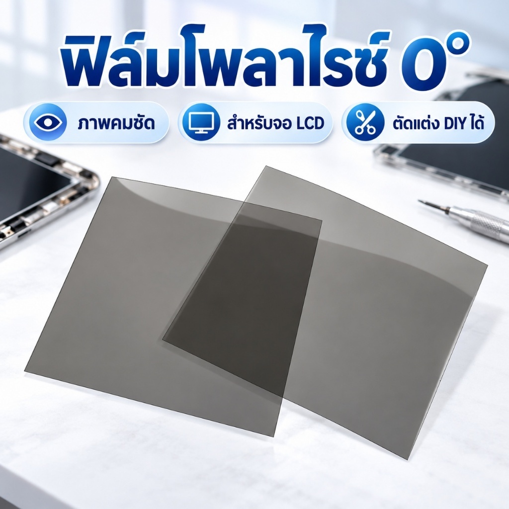 PO ฟิล์มโพลาไรซ์ 0 องศาสําหรับจอแสดงผล LCD ซ่อมนาฬิกามัลติมิเตอร์เครื่องคิดเลข High Clarity เปลี่ยนแผ่น DIY CH