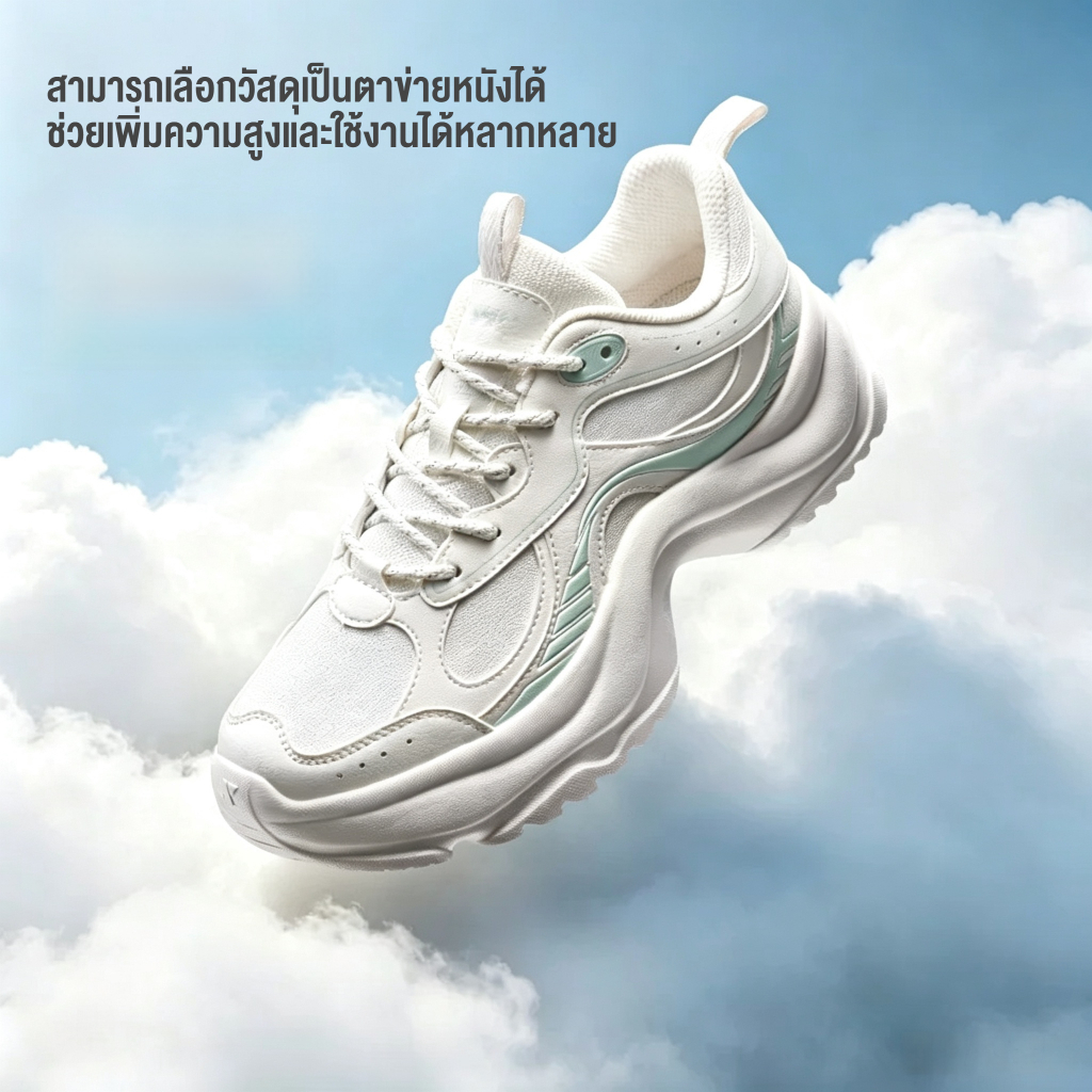XTEP Marshmallow รองเท้าผู้หญิง พื้นหนาสูงขึ้น น้ำหนักเบา ระบายอากาศ รองเท้าออกกำลังกายผู้หญิง — صورة 2