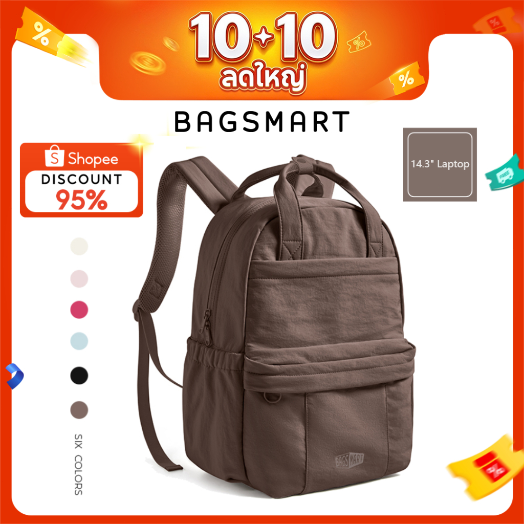BAGSMAT Casual กระเป๋าเป้สะพายหลัง 14.3 นิ้วแล็ปท็อปกระเป๋าเป้สะพายหลัง Daypack SchoolBag College Bookbag ทํางานกลับแพ็คน่ารักคอมพิวเตอร์กันน้ํา