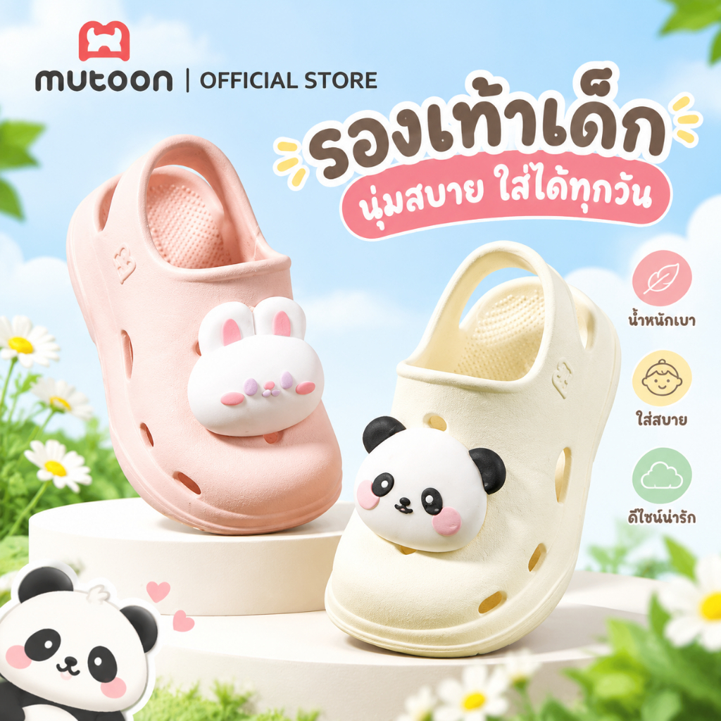 Mutoon صندل أطفال كرتوني بثقوب