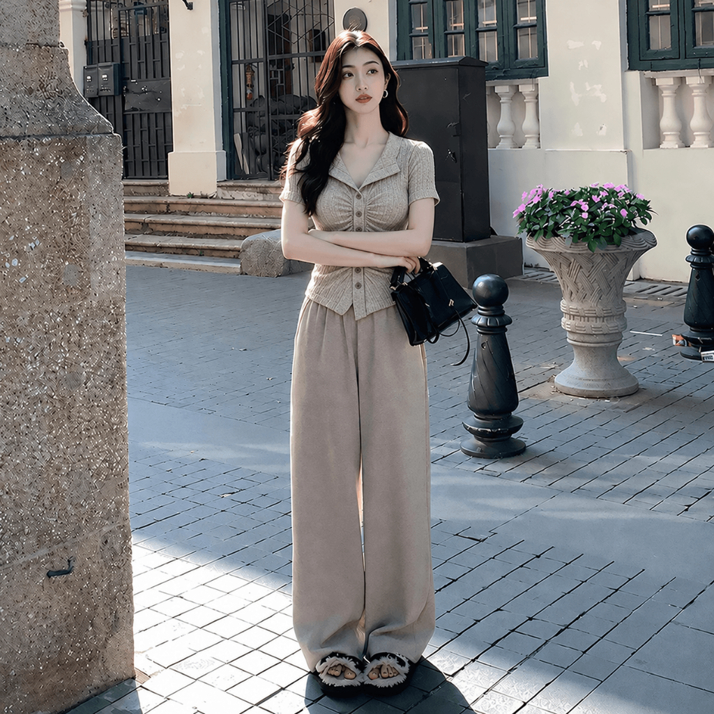 AEX كارديغان نسائي كوري محبوك بياقة V — صورة 7