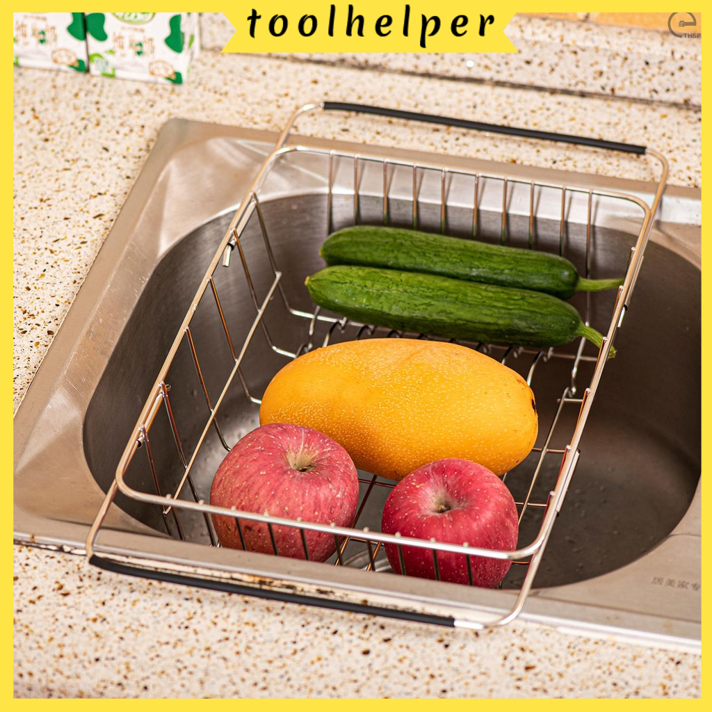 [T&H] Dish Drying Rack Expandable Dishes Drainer Over The Sink Adjustable Arms Dish Drainer, Dish Ra
