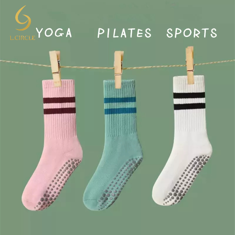 L.CIRCLEYoga Studed Anti Slip โยคะพิลาทิสถุงเท้า Anti Skid ถุงเท้าถุงเท้ากีฬา