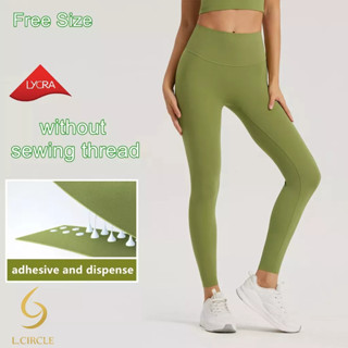 L.CIRCLE(Lycra)กางเกงโยคะไลคร่าเอวสูงฟรีไซส์เลกกิ้งกีฬายืดสู…