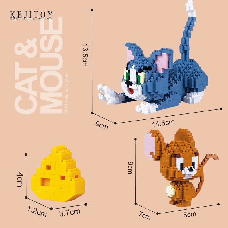 พร้อมส่ง บล็อกตัวต่อเพชร รูปแมว และหนู ขนาดเล็ก ของเล่นเสริมการเรียนรู้เด็ก - รูปที่ 2