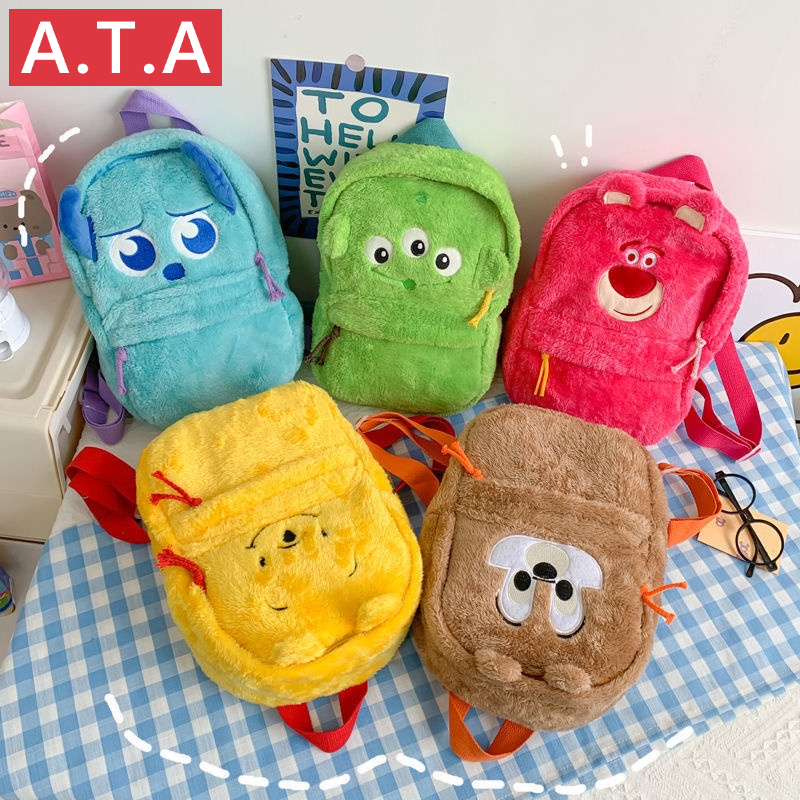A.t.a กระเป๋าเป้สะพายหลัง กระเป๋านักเรียน ลายการ์ตูนหมีพูห์น่ารัก สไตล์ญี่ปุ่น สําหรับผู้หญิง