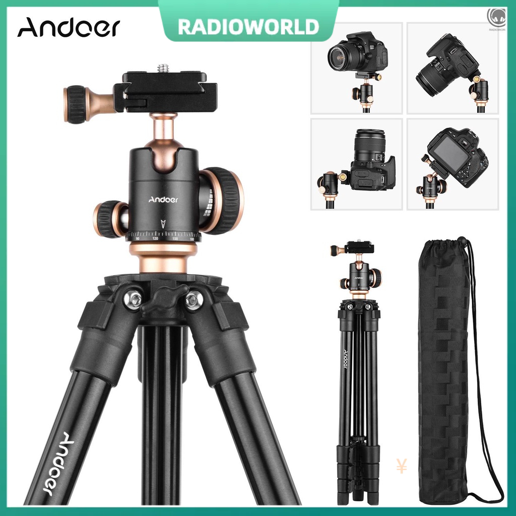 [Ready Stock]Andoer Q160Sa ขาตั้งกล้องสามขาพร้อมกล้องดิจิตอล Panoramic Ballhead กับ Canon Nikon Sony