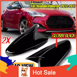 【S】2x For-Hyundai Veloster 2012-2017 OX Rear View Mirror Cover Trim Glossy/Black