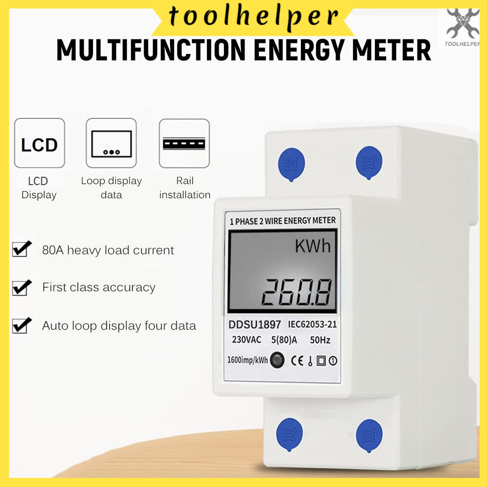 Digital Electric Energy Meter Single Phase DIN Rail Electricity Meter One Phase Two Wire Multifuncti
