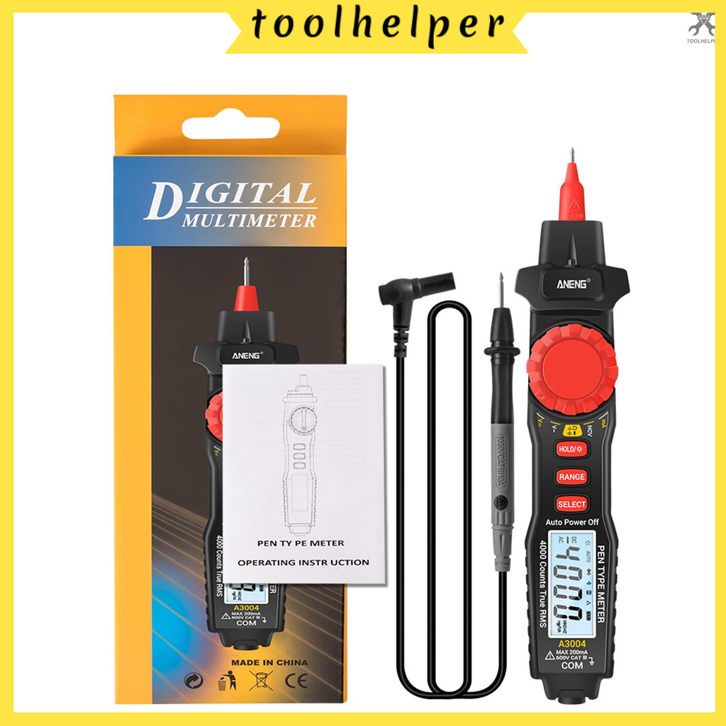 【T&H】Aneng A3004 ปากกาดิจิตอลมัลติมิเตอร์ Ncv Ac/Dc โวลต์มิเตอร์แอมมิเตอร์หน้าจอ Lcd พร้อมไฟฉายประจุ