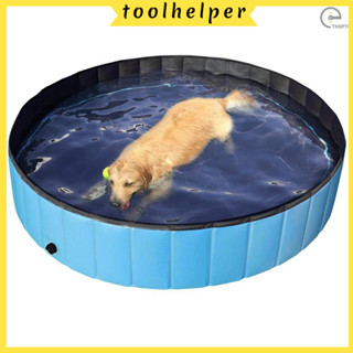 [T&amp;H] Foldable PVC Dog Cat Pet Swimming Pool Pet Dog Pool Bathing Tub Kiddie Pool, Water Pond Pool for Dogs Cats and Kids in Summer，90*30cm