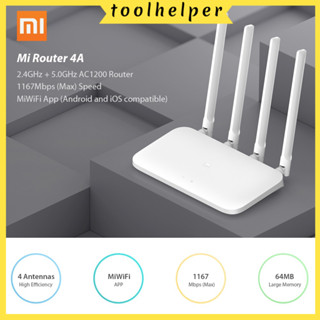 mi เราท์เตอร์ 4a wireless wifi 2 . 4 ghz dual band 1167 mbps อินเตอร์เน็ตไร้สาย 4 เสาอากาศติดผนัง 64mb