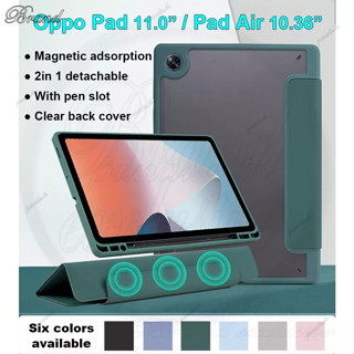 2 in 1 เคสแท็บเล็ต อะคริลิคใส ฝาพับแม่เหล็ก พร้อมขาตั้ง ถอดออกได้ สําหรับ Oppo Pad Air (2022) 10.36 นิ้ว OPD2102 X21N2 (2022) OPD2101