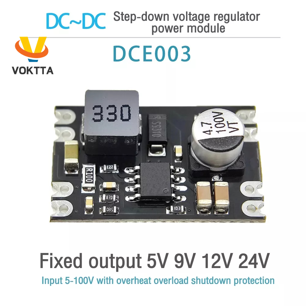 Voktta DC เป็น DC ตัวควบคุมแรงดันไฟฟ้าประสิทธิภาพสูง 6-100V เป็น 5V12V ตัวแปลงบั๊ก DIY โมดูลพาวเวอร์ซัพพลาย ลดขั้นตอน