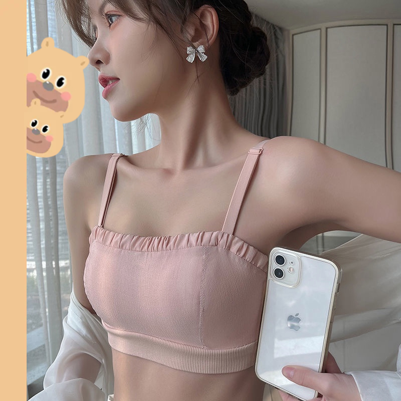 ชุดชั้นในสตรี ที่มองไม่เห็น ที่ไม่มีสายหนัง กันลื่น ฤดูร้อน บาง ระบายอากาศ หน้าอกเล็ก สภาพอากาศ ห่อหน้าอก ชุดชั้นในป้องกันการหย่อนคล้อย