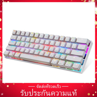 CK 62 BT 3.0 Wired RGB Mechanical คีย์บอร์ดสำหรับ Tablet แล็ปท็อปสมาร์ทโฟนสีขาวและสีแดง