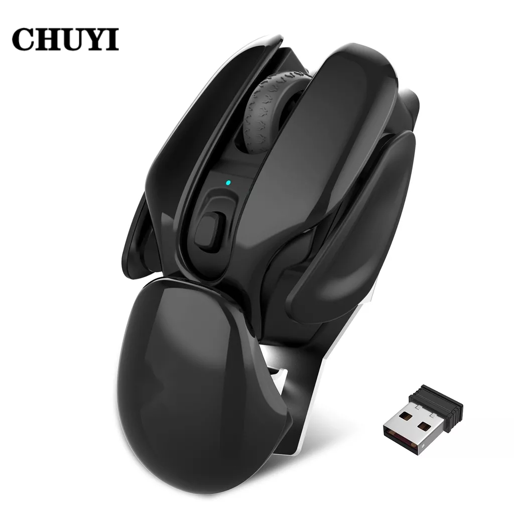 Chuyi เมาส์เกมมิ่งไร้สาย 2.4Ghz Typec อะลูมิเนียมอัลลอย 4 ปุ่ม 1600DPI ชาร์จ USB สําหรับคอมพิวเตอร์ PC