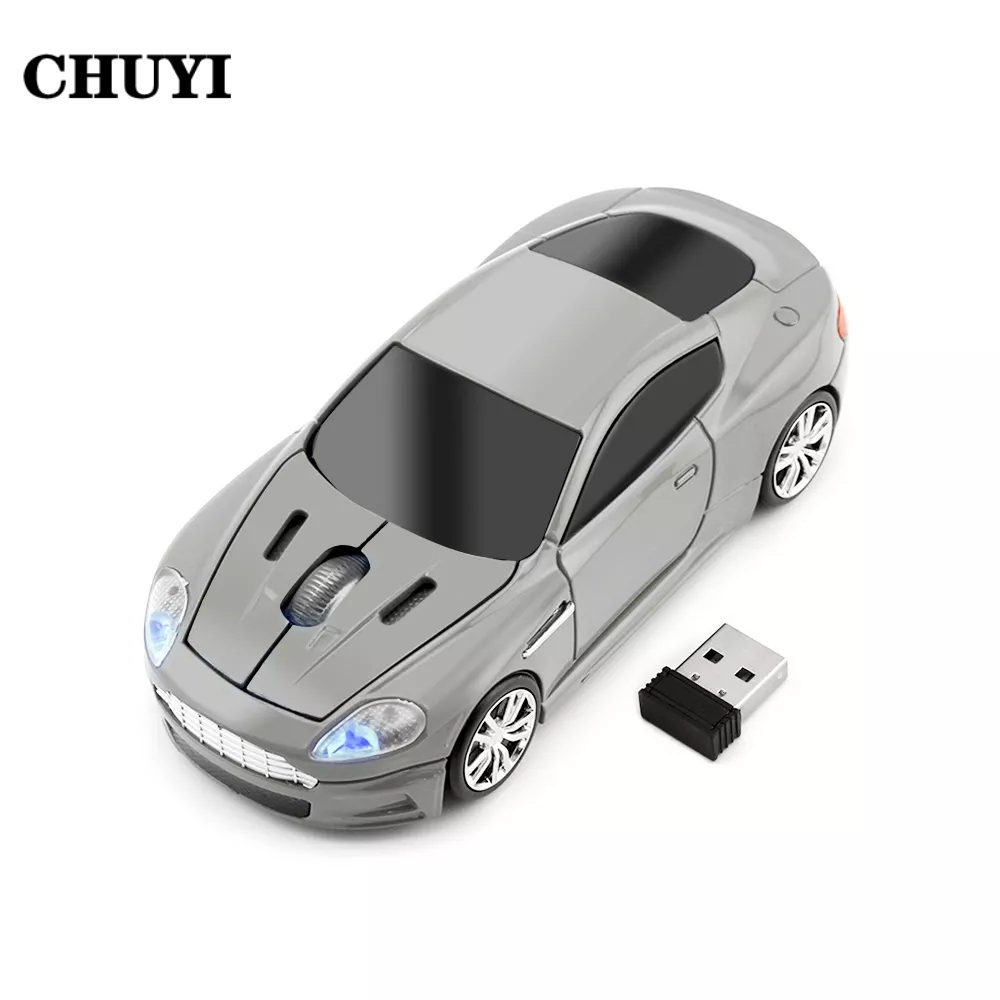 Chuyi เมาส์ออปติคอลไร้สาย 2.4Ghz พร้อมตัวรับสัญญาณ USB รูปรถยนต์ 3D สําหรับ PC แล็ปท็อป โน้ตบุ๊ก