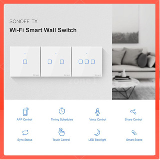 zone 1 sonoff t 0uk 3 c - tx 3 gang โคมไฟติดผนังใช้แอพ/สวิทช์ควบคุม uk