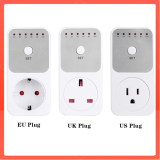 1-10 Hours Indoor Countdown Timer Socket Set Switch with Grounded Pin Energy Sav