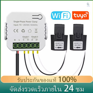 Tuya เครื่องวัดพลังงาน Wifi เฟสเดียว 80A พร้อมแคลมป์ CT แอพโทรศัพท์มือถือ Kwh มอนิเตอร์ไฟฟ้า 90- 250VAC 50/60Hz