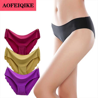 AOFEIQIKE Ice Silk Seamless Underwear Women Panties Mid Waist Briefs Personal Soft Comfortable Solid Color Breathable Ultra Thin M-XL