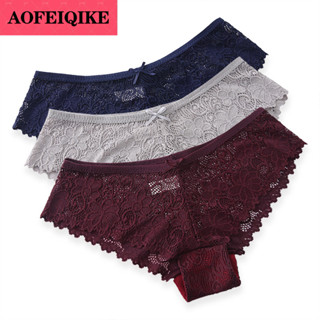 AOFEIQIKE กางเกงชั้นในสตรีไร้ตะเข็บลายลูกไม้ระบายอากาศดีไซต์ M - Xxl