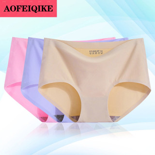 AOFEIQIKE Ice Silk panties Seamless panty Underwear for Girls One Piece Ice Silk Soft Underwear M-XL