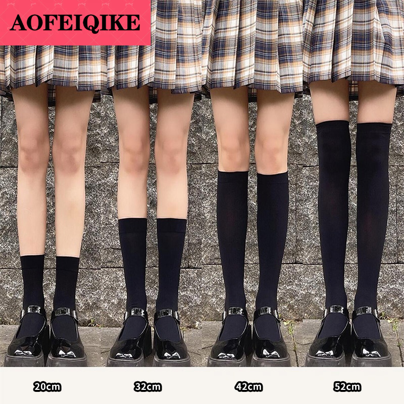 AOFEIQIKE Ins Fashion Calf Girls Stockings 20-52cm JK Over Knee Socks Women Basic Classic Versatile Black White Long and Middle Tube Socks