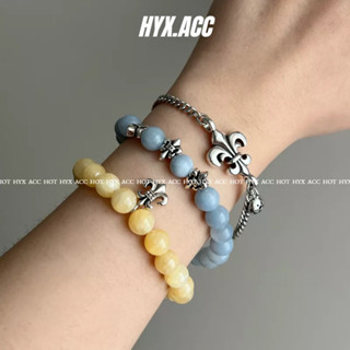 สร้อยข้อมือ ประดับลูกปัด สีฟ้า สีเหลือง แบบดั้งเดิม สําหรับผู้หญิง