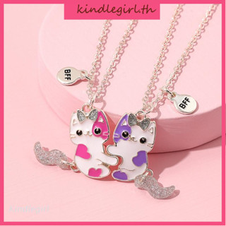 KING 2PCS Best Friend Necklace For 2 Girls Puzzle Cat Necklace Set Gifts For Best Friend Birthday Christmas Gift for Children