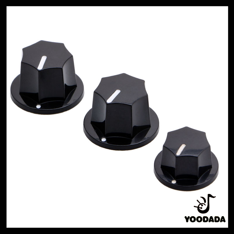 yoodada ลูกบิดหมุนปรับระดับ สีดำ สำหรับเบสไฟฟ้า มีขนาดเล็ก 1 ชิ้น และขนาดใหญ่ 2 ชิ้น