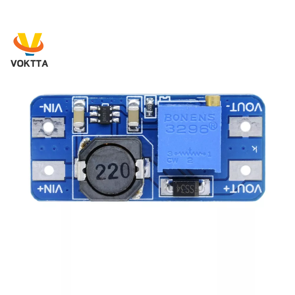 Voktta MT3608 DC-DC โมดูลบูสท์ ปรับได้ 2A DC DC Boost Step up Converter Module 2V-24V to 5V 9V 12V 28V Power Module Booster