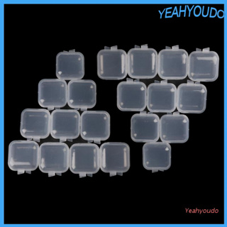 Yeahyoudo 20Pcs Square Mini Clear Plastic Storage Containers Box with Lids for Small Items