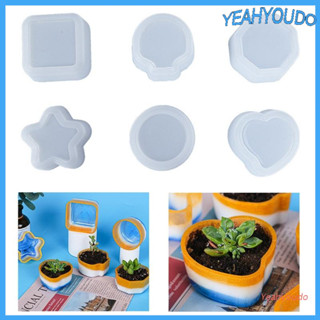 Yeahyoudo Plant Flower Pot Epoxy Resin Mold Dish Plate Succulent Flowerpot Silicone Mould