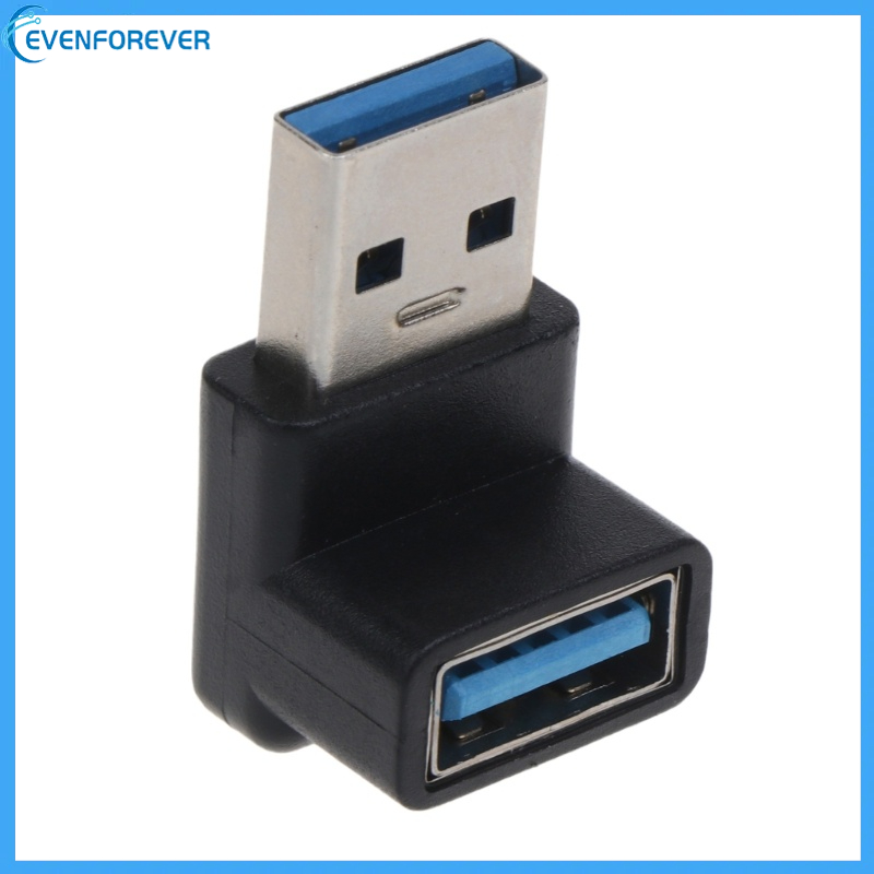 Ev อะแดปเตอร์เชื่อมต่อสายเคเบิล 90 องศา USB 3.0 Coupler USB ตัวเมีย เป็นตัวผู้ 1 ชิ้น