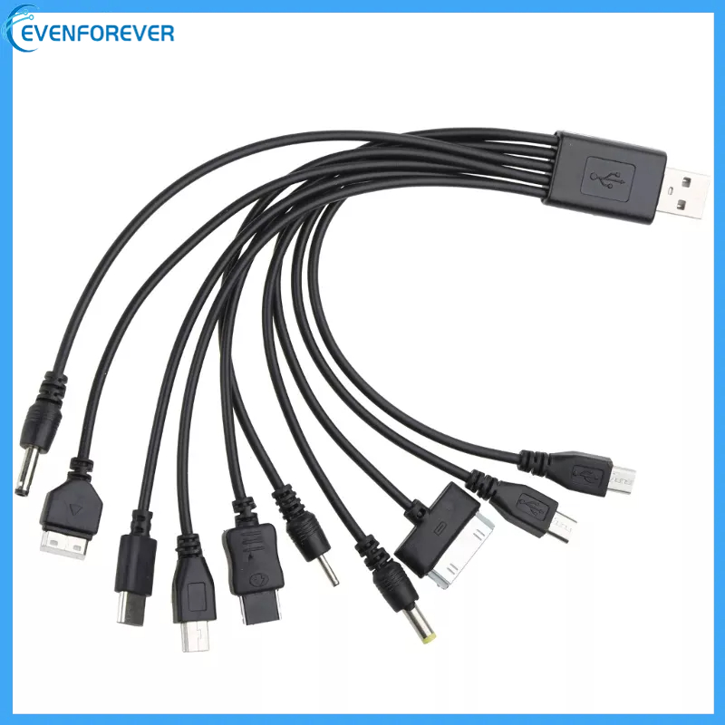 Universal USB To Multi Plug Cellpahone Charger Cable 10 in 1 USB Cable 20CM