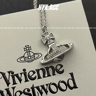 สร้อยคอ จี้รูปดาวเคราะห์กึ่งสามแฉก ประดับเพชรใส สําหรับผู้หญิง Vivienne Westwood